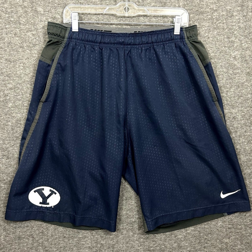 Nike BYU Brigham Young University Cougar Basketball Shorts Men's Large‎ Blue 11"